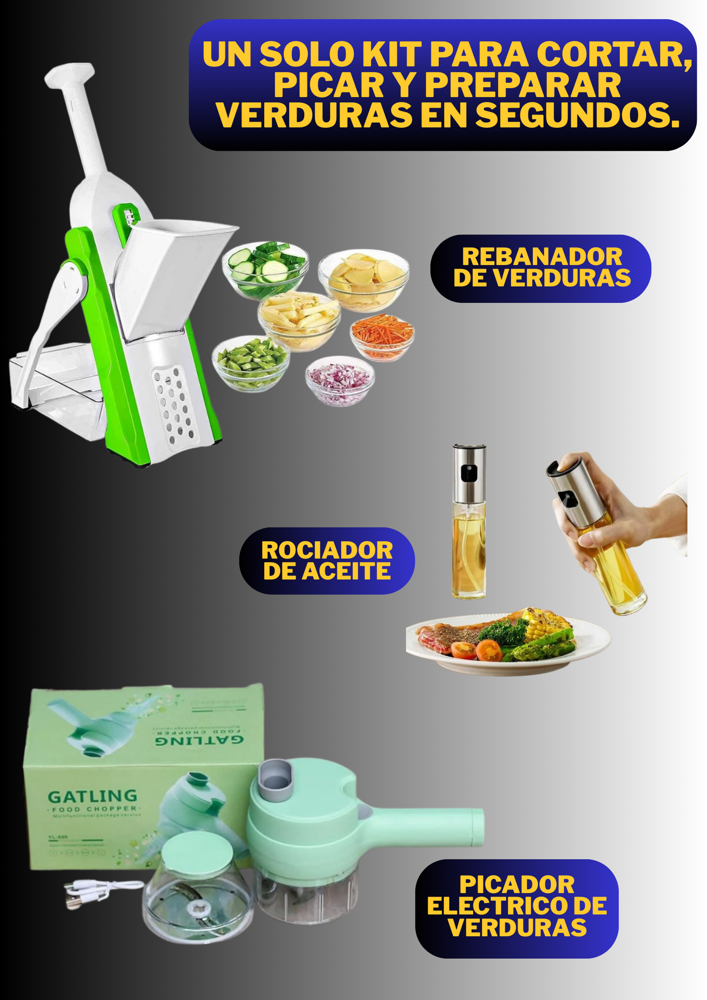 KIT REBANADOR I PICADOR DE VERDURAS PREMIUM